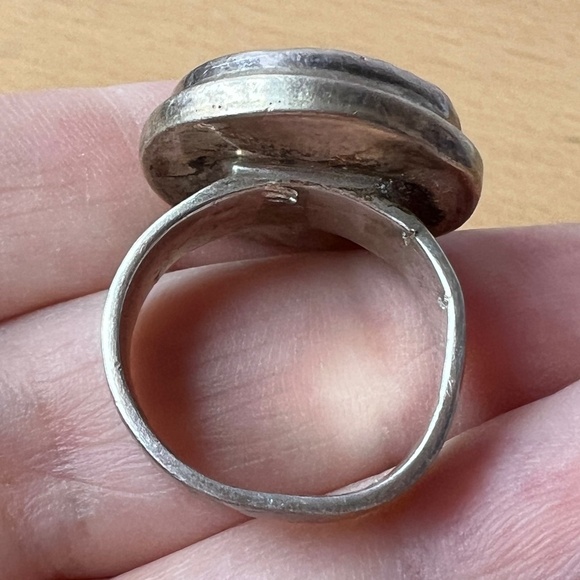 VINTAGE DESIGNER J.LEE JESSICA LEE 925SS CERAMIC FLOWER PAINTING RING HALLMARKED - Picture 13 of 16